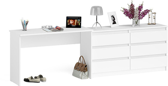 Мори письменный стол МСП1200.1 + Комод МК1380.6, белый