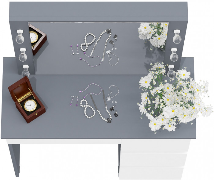 Стол косметический с подсветкой Сура, графит/белый