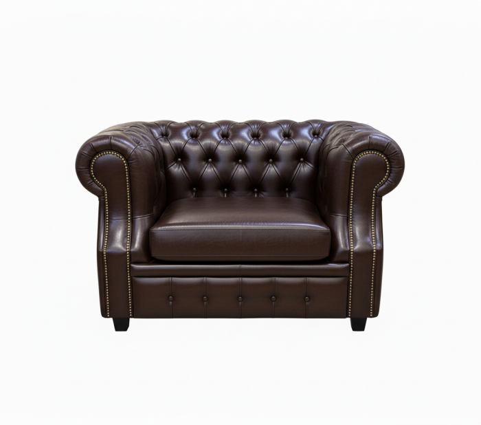 Кресло Честер ЛОФТ, экокожа, коричневый венге