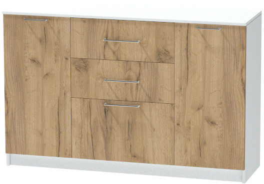 Комод №3 "Иннэс-7", Белый/Крафт золотой