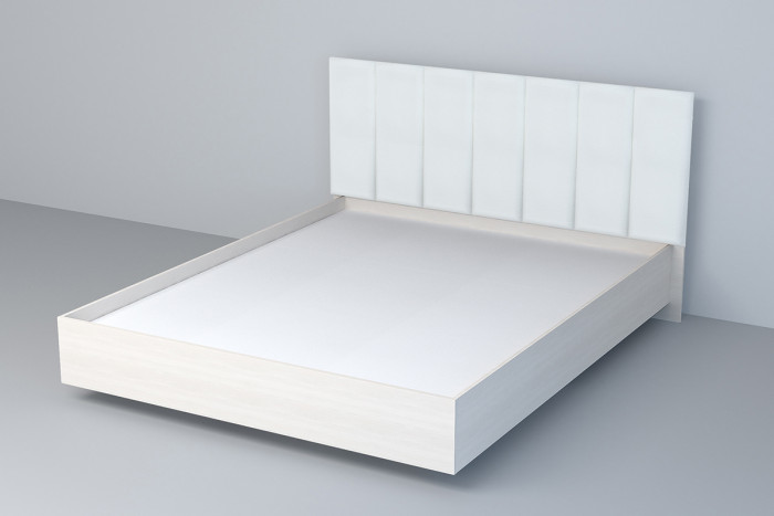 Кровать 1,4 арт.031-М1 (Полосы) - Бодега/Кжз. Белый Глянец (ЛН)