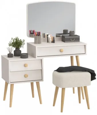 Афина Спальня 4-25901М1к.с. Трюмо + Банкетка 6-5135ТКШбеж Полли, цвет кашемир серый/ткань бежевая, ШхГхВ 105х38,6х129 + 44х34х45 см., универс. сб.