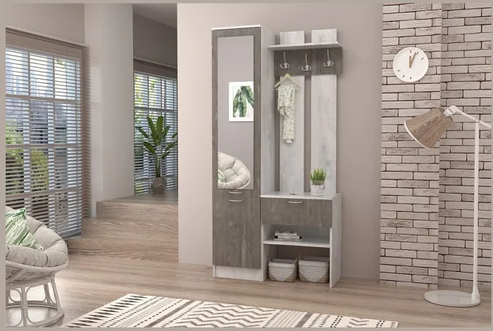 Прихожая Иннэс-3 (Белый глянец/Дуб Крафт Золотой)