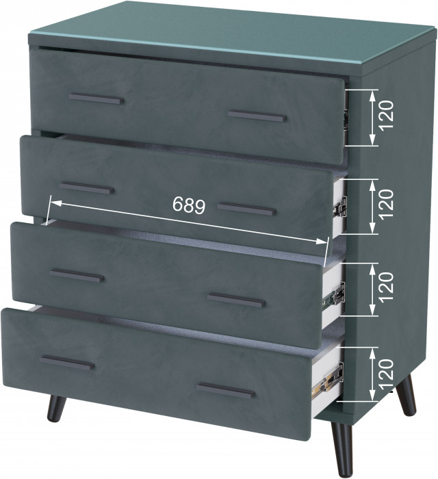 Комод интерьерный Пай серый/мдф бриз