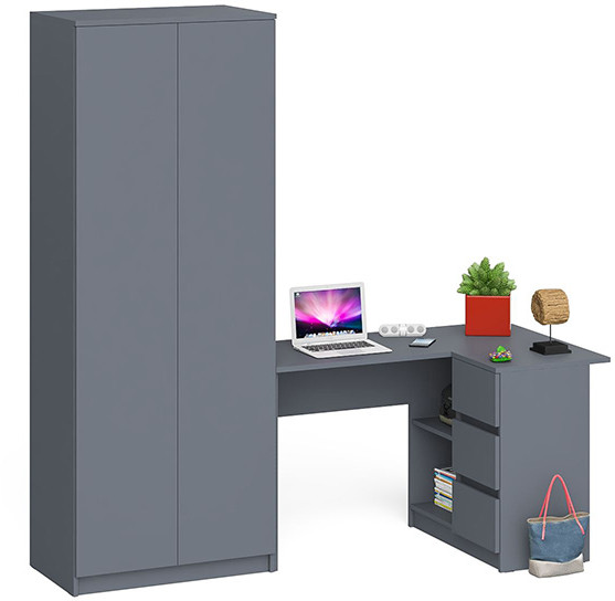 Мори компьютерный стол МС-16 правый + Шкаф МШ800.1, графит