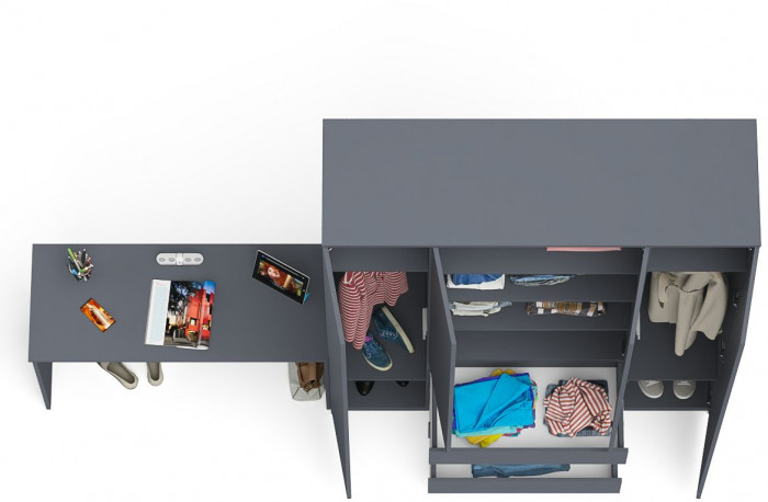 Мори письменный стол МСП1200.1 + Шкаф МШ1600.1, графит