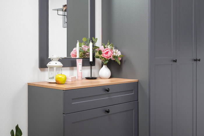 Остин Прихожая 59, цвет серый графит/дуб крафт золотой, ШхГхВ 280х54,3х229,6 см., универсальная сборка