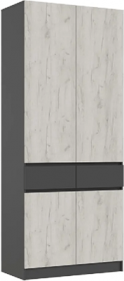 Роджина Шкаф двухстворчатый (Белый глянец, Дуб Крафт Золотой)