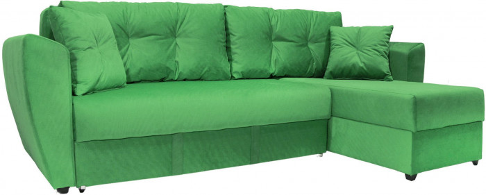 Диван-кровать угловой Амстердам Люкс, 150х200, еврокнижка, велюр, зеленый