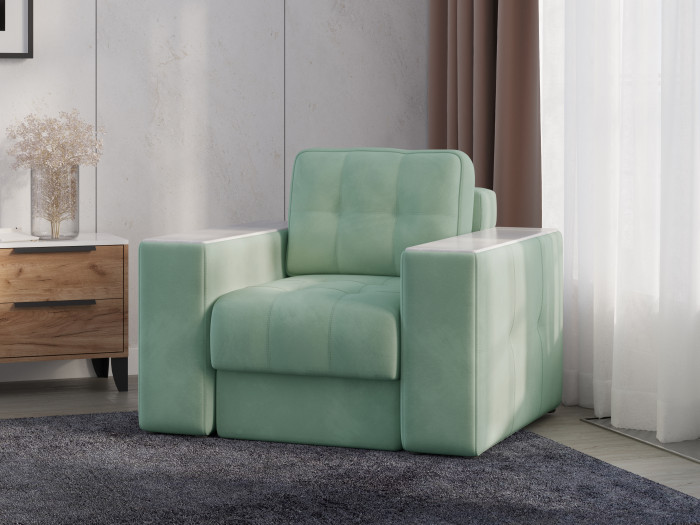 Кресло Виконт, Мятный/Холст белый МДФ