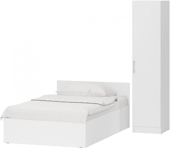 Кровать с ящиками 1200 + Пенал Стандарт, белый