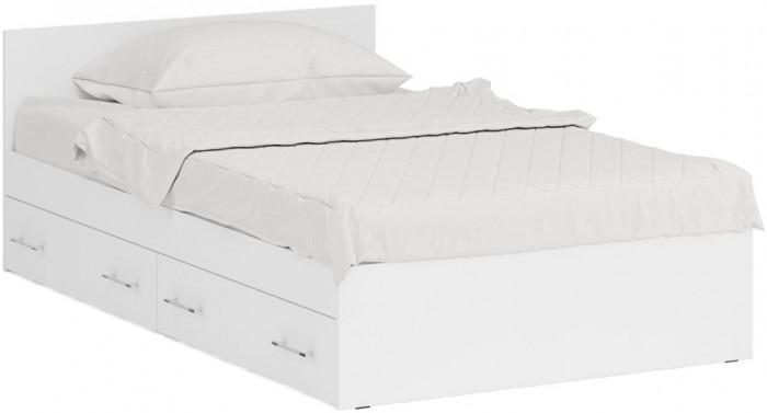 Кровать с ящиками 1200 + Пенал Стандарт, белый