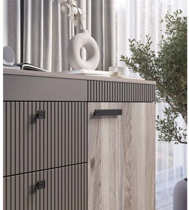 Комод "Кассандра" КМ-12 Дуб Смоки/MF14 Муссон софт