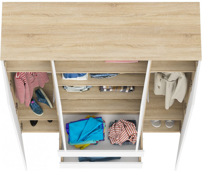 Мори Шкаф МШ1600.1, цвет дуб сонома/белый, ШхГхВ 160,4х50,4х209,6 см.