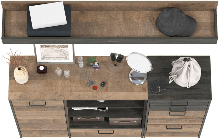 Трувор Прихожая 172, цвет дуб гранж песочный/интра, ШхГхВ 159х37х195 см., универсальная сборка