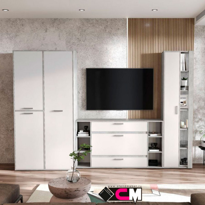 Денвер КМ-02 Комод (1500х836х354) ателье светлый/белый