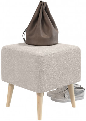 Банкетка 6-5133ТКВмол Куби, цвет ткань молоко, ШхГхВ 41х41х45 см.(квадратная банкетка на четырёх ножках), цвет ножек: иней