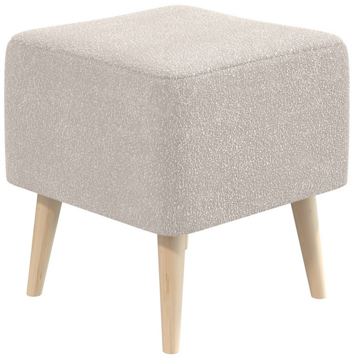 Банкетка 6-5133ТКВмол Куби, цвет ткань молоко, ШхГхВ 41х41х45 см.(квадратная банкетка на четырёх ножках), цвет ножек: иней