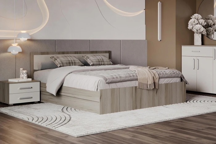Кровать 1,6м с подъемным механизмом Фиеста NEW, Крафт серый/Кашемир