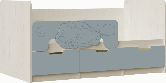 Юниор-4 Кровать 80х160 (Крафт белый, Шарли белый)