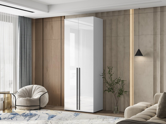 Норд Шкаф 2-х ств. 800 Белый/Белый Глянец холодный