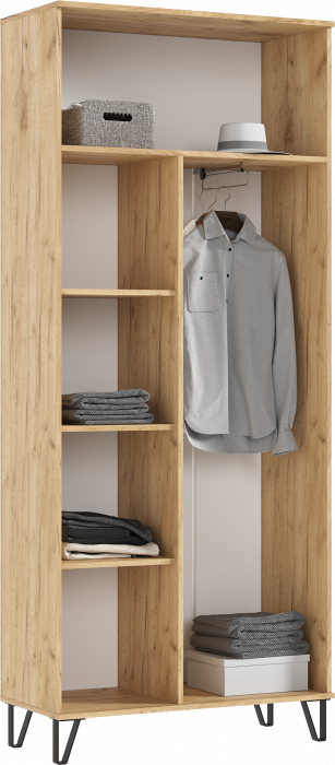 Флэш Прихожая Шкаф (Браш Вайт, Дуб Крафт)