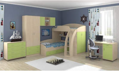 Модульная детская Соня, Дуб молочный / Салатовый