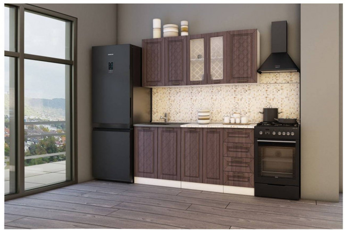 Кухня МДФ Агава 1600 (Трюфель, Белый)