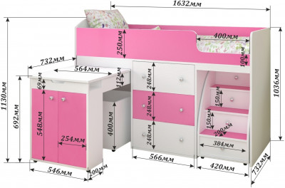 Кровать-чердак Малыш 70х160 (лайм)