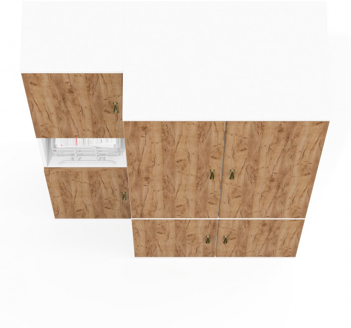 Лидер-8 Модуль Пенал + Шкаф МД 19Б, цвет белый шагрень/крафт золото, ШхГхВ 120х50х190 см., универсальная сборка