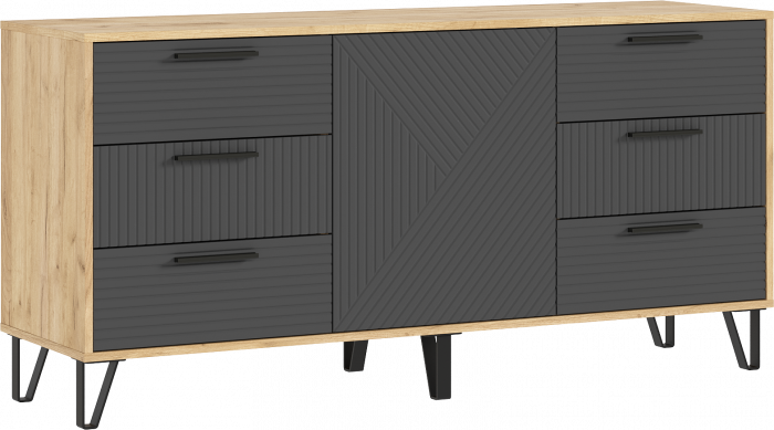 Флэш Комод 1500 браш графит/дуб крафт