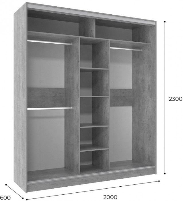 Шкаф-купе трехдверный 2000 Домашний Atelier светлый