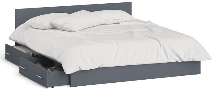 Мори Кровать с ящиками 1800, графит