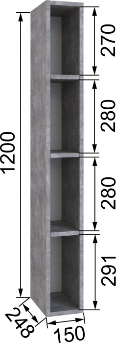 Малави Шкаф открытый МШО ателье светлое/белый глянец