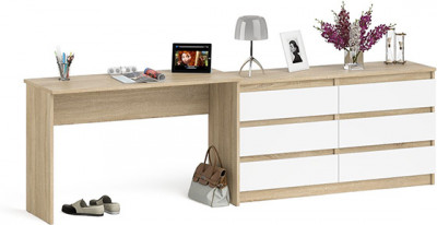 Мори письменный стол МСП1200.1 + Комод МК1380.6, дуб сонома/белый
