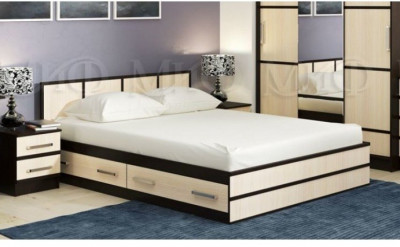 Сакура Кровать с ящиками 120 (Венге / дуб беленый)