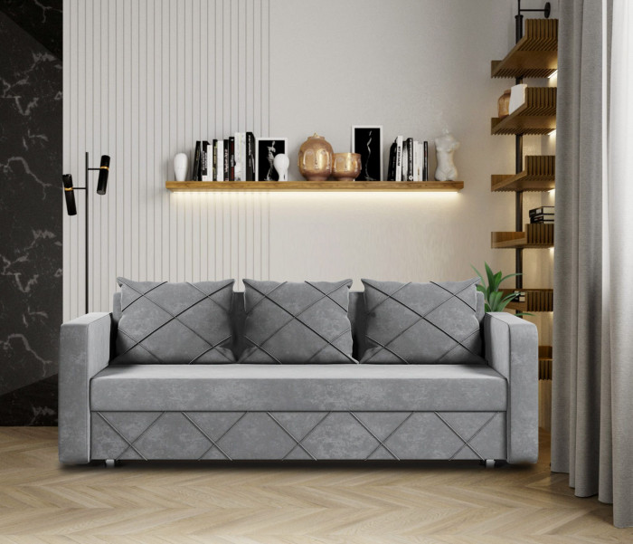 Раскладной диван-кровать, прямой, еврокнижка, цвет серый, Стелла 145х190