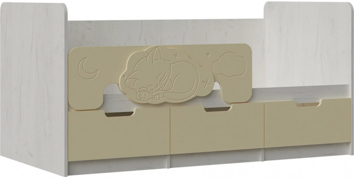 Юниор-4 Кровать 80х180 (Шарли белый, Крафт белый)