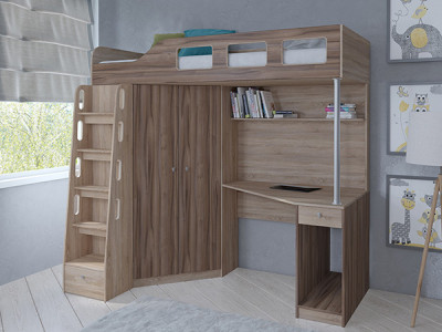 Кровать чердак Астра 7 Сонома/Орех
