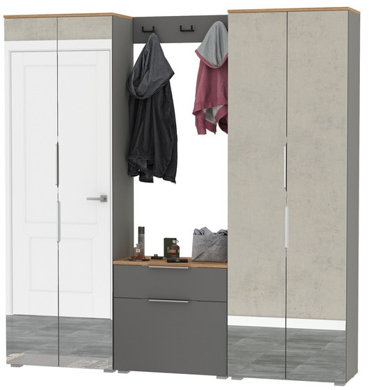 Октава Прихожая 26, серый графит/дуб крафт золотой/фасады МДФ серый графит