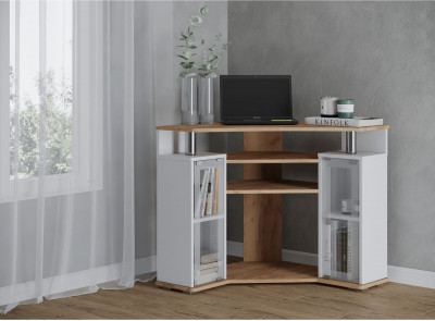 Угловая Тумба ТВ 044(2у), крафт золотой/белый