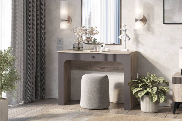 Стол туалетный "Кассандра" СТ-02 Дуб Смоки/MF14 Муссон софт