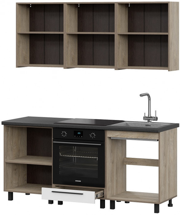 Кухня Этна 1.8 м. Комплект 2, софт вайт гиза