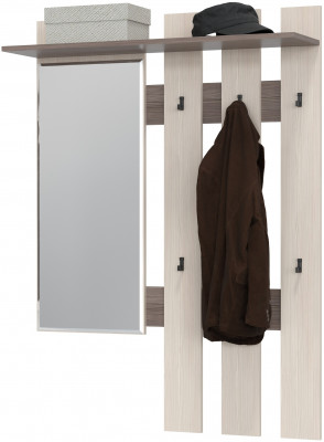 Лира ГК 2-3814бод.тем/св Вешалка с зеркалом, цвет бодега тёмный/бодега светлый, ШхГхВ 100х28х135 см., универсальная сборка