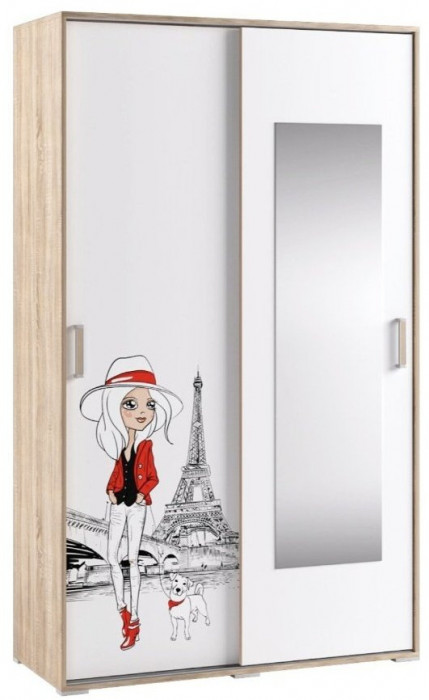 Модульная детская спальня Бланка, набор 2, Дуб сонома/Белый с фотопечатью