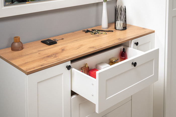 Остин Прихожая 27, белый шагрень/дуб крафт золотой