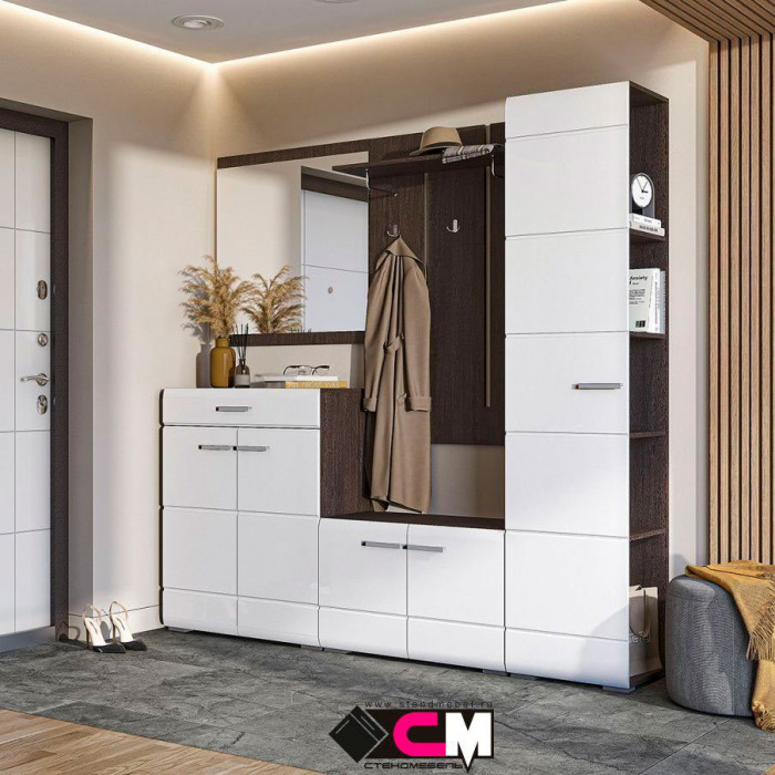 Прихожая Вегас Вешалка  800х1206х266 венге/белый глянец