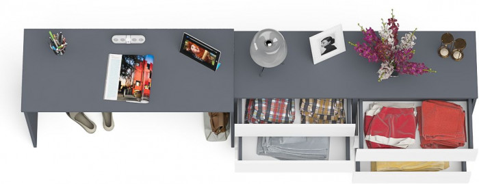 Мори письменный стол МСП1200.1 + Комод МК1380.6, графит/белый