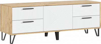 Флэш Тумба ТВ 1500 браш вайт/дуб крафт