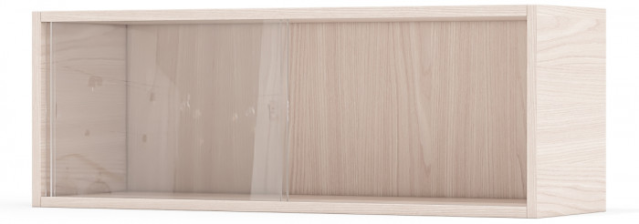 Полка книжная С-МД-КН01, цвет ясень шимо светлый, ШхГхВ 83х25х30 см., стеклянные дверцы